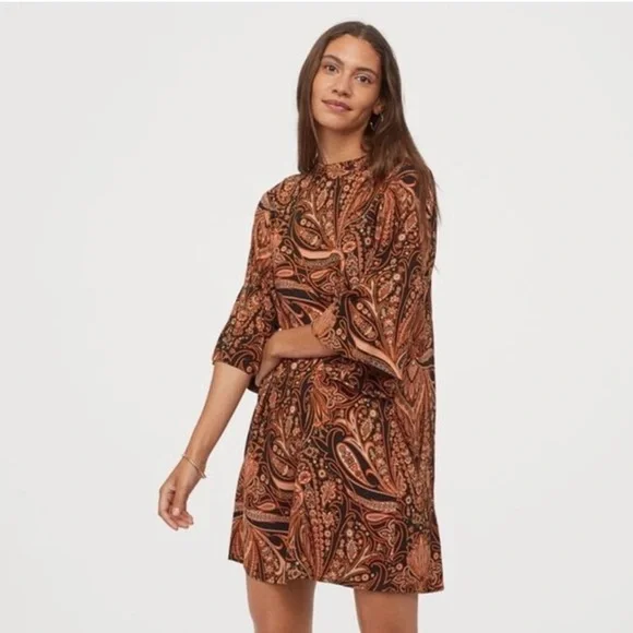 H&M Paisley Print Dress - Brown and Black - Picture 2 of 11